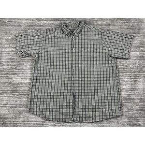 David‎ Taylor Shirt Mens XXL 2XL Brown Plaid Shortsleeve Button Front Casual